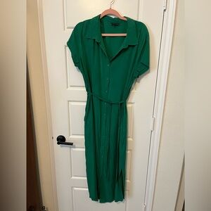 Universal Standard - Astelia Cupro Shirt Dress - Small 14/16 - Green
